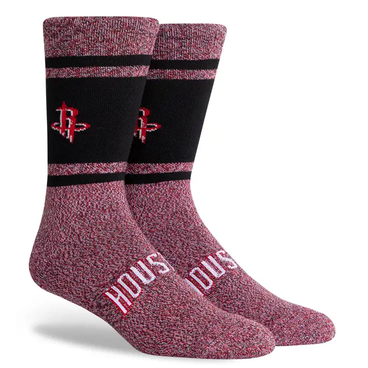Chaussettes d'équipage universitaires rouges/noires NBA des Houston Rockets