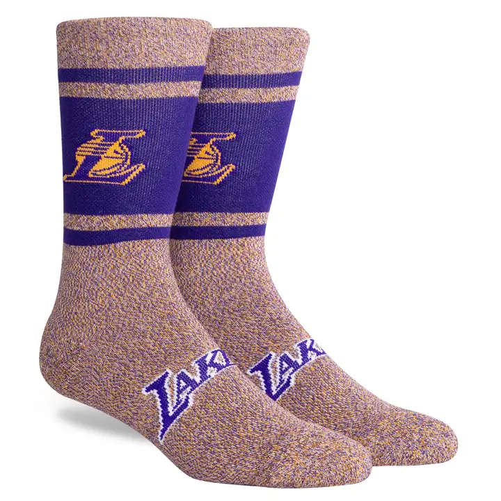 Chaussettes Los Angeles Lakers NBA Varsity Crew blanches/jaunes