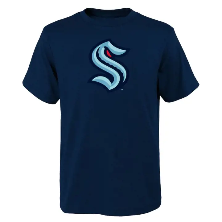 "T-shirt enfant Seattle Kraken NHL Prime Logo \"S\" MARINE"