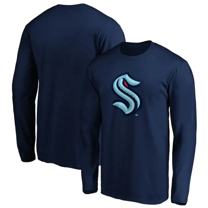 "T-shirt à manches longues « S » marine à logo principal des Kraken de Seattle (LNH) pour jeune"