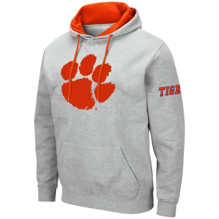 Sweat à capuche Clemson Tigers 2F NCAA Grand Logo gris clair