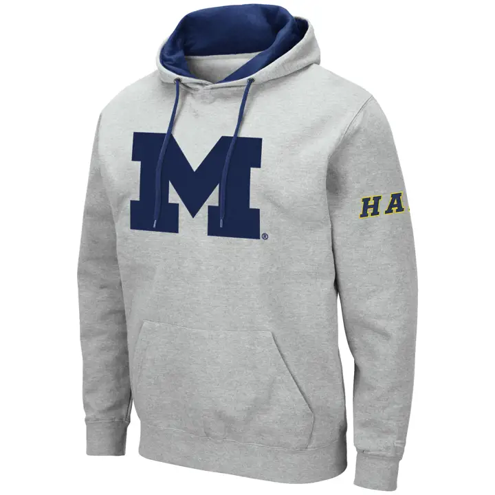 Sweat à capuche Michigan Wolverines 2F NCAA Grand Logo gris clair