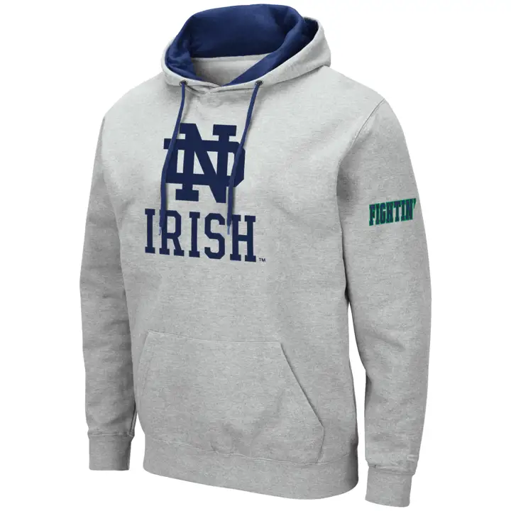 Sweat à capuche Notre Dame Fighting Irish 2F NCAA Grand Logo gris clair