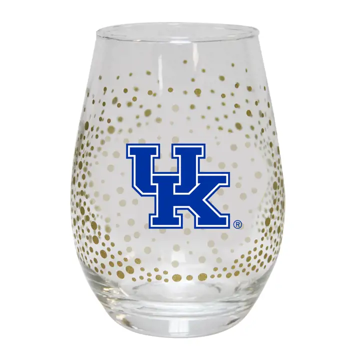 Verre à vin Kentucky Wildcats 15 oz sans pied à paillettes AST