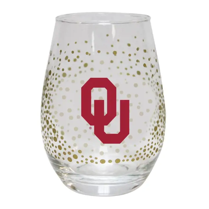 Verre à vin sans pied pailleté de 44 cl Oklahoma Sooners AST