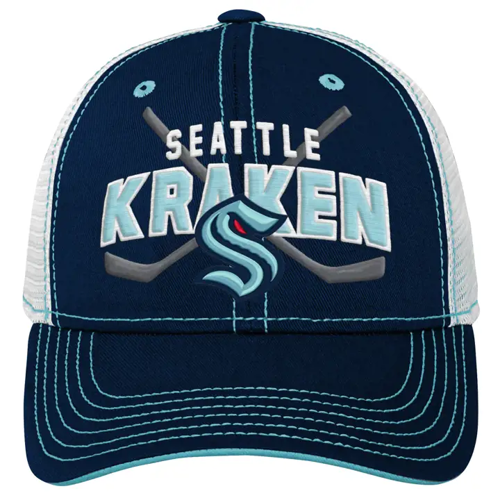 Seattle Kraken LNH Jeunesse Casquette ajustée en maille Marine/Blanc