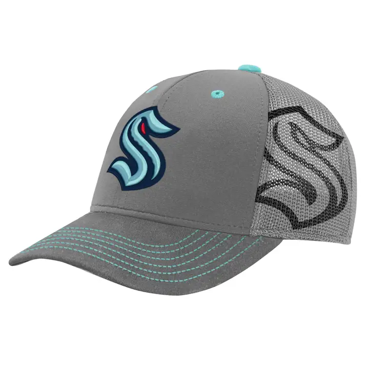 Casquette structurée en filet des Kraken de Seattle (LNH) pour jeune – gris