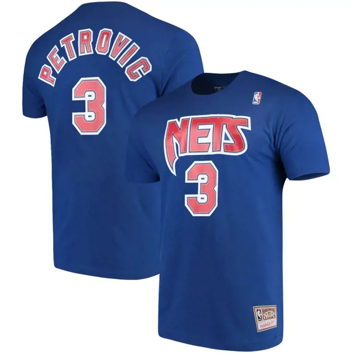 T-shirt NETS HD Print Joueur Drazen Petrovic BLEU