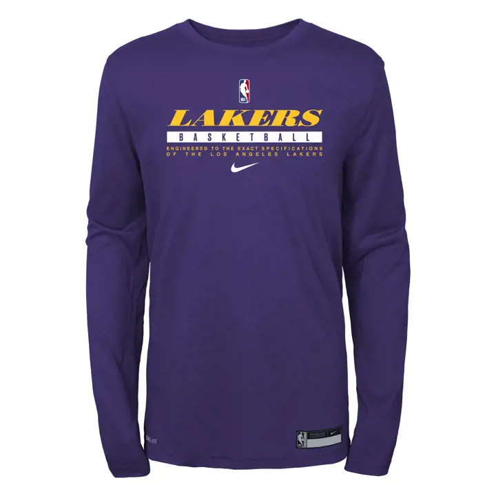 T-shirt à manches longues d'entraînement NBA Youth Los Angeles Lakers 20 pur