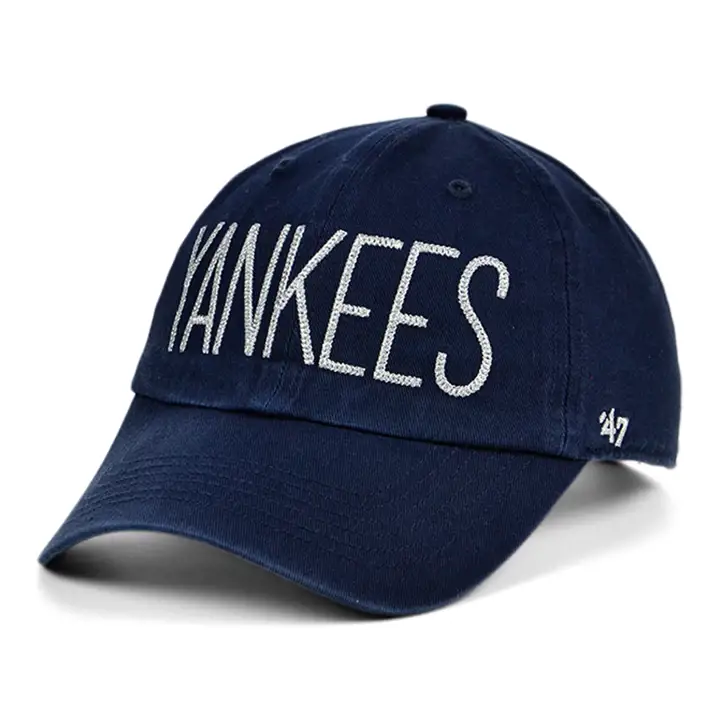 New York Yankees MLB Femme '47 Shimmer Text BLEU MARINE