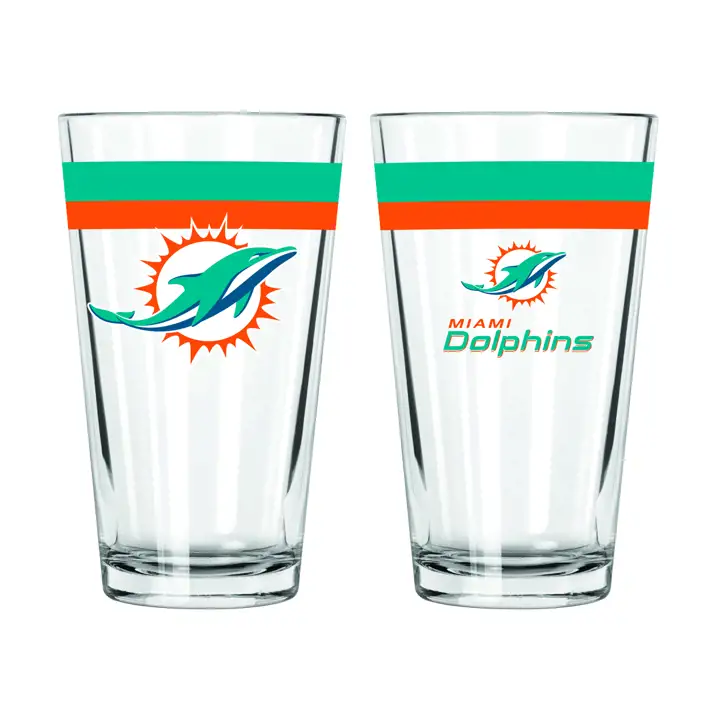 Miami Dolphins Verre à pinte à double bande 16 oz