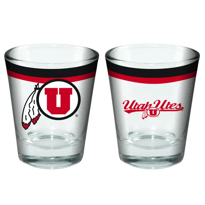 Verre à shot double bande de 2 oz Utah Utes ast