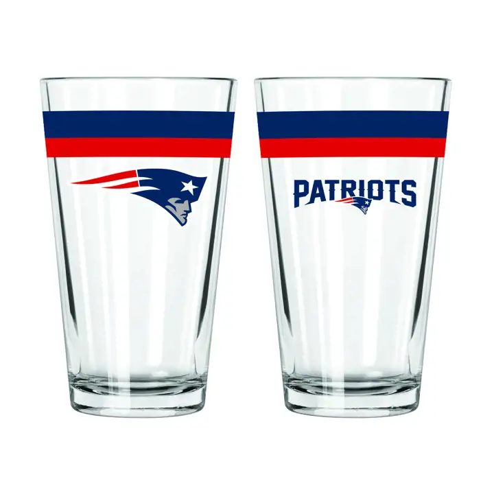 Verre à pinte à double bande New England Patriots de 47 cl
