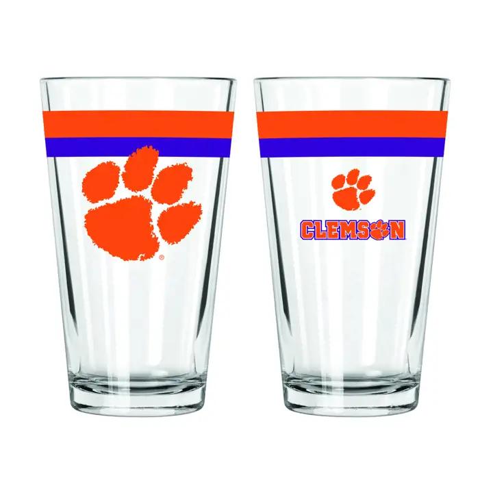 Verre à pinte à double bande de 16 oz Clemson Tigers