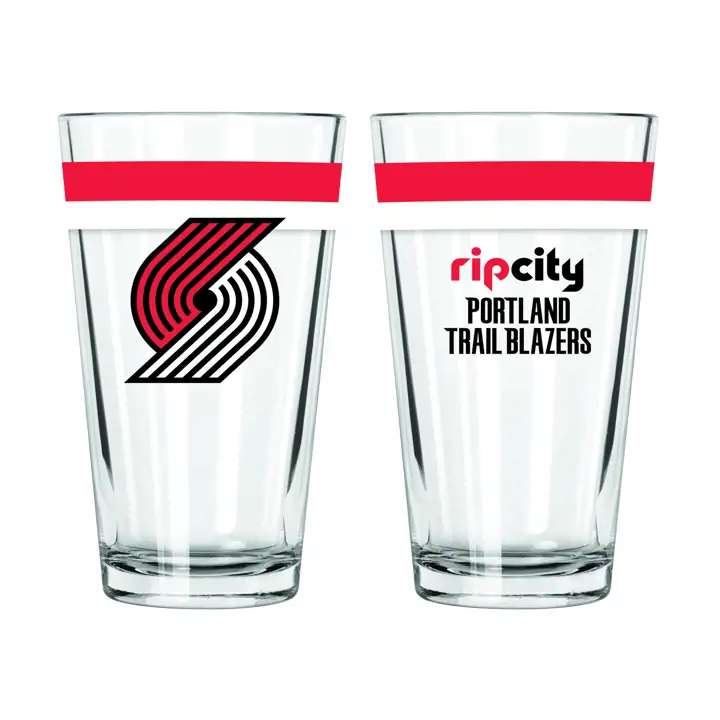 Verre à pinte Portland Trail Blazers de 16 oz à double bande ast