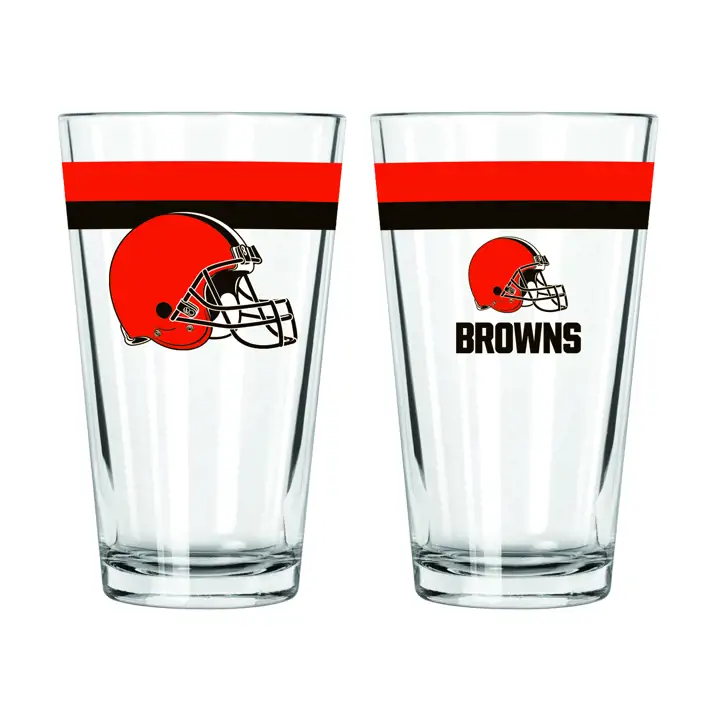 Verre à pinte à double bande Cleveland Browns de 16 oz