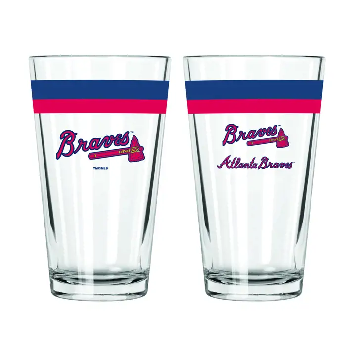 Verre à pinte à double bande de 16 oz Atlanta Braves