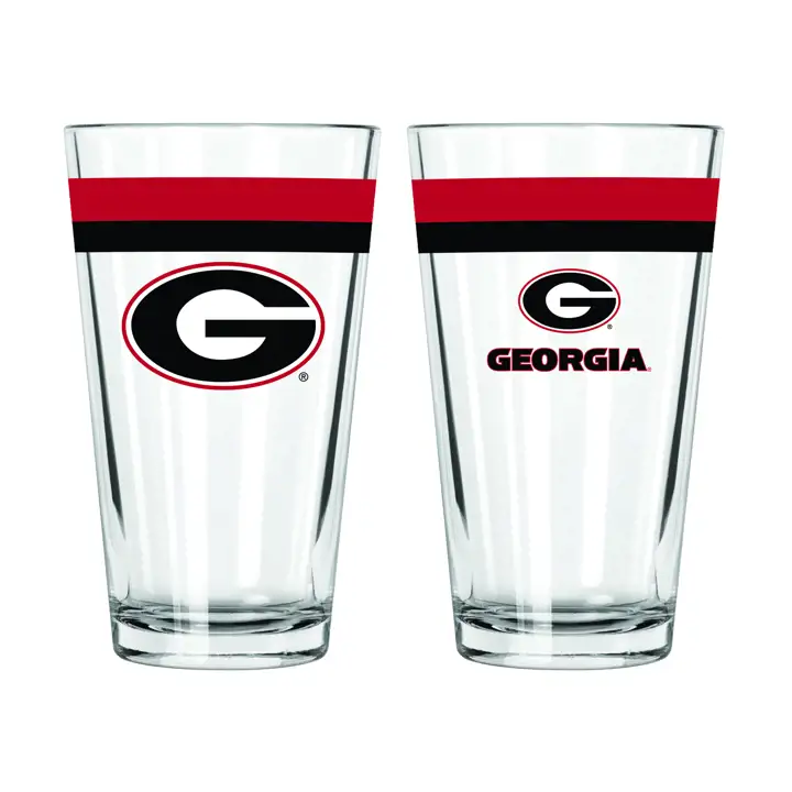 Verre à pinte à double bande Georgia Bulldogs de 16 oz