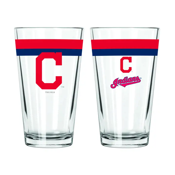 Verre à pinte à double bande Cleveland Indians 16 oz