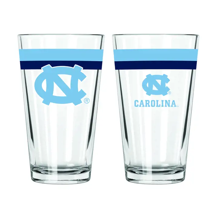 Verre à pinte de 16 oz à double bande North Carolina Tar Heels