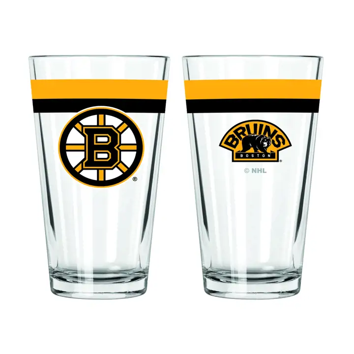 Verre à pinte à double bande de 16 oz des Boston Bruins