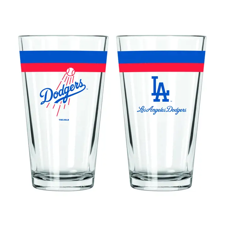 Verre à pinte à double bande de 16 oz Los Angeles Dodgers