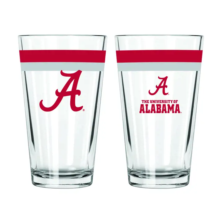Verre à pinte à double bande Alabama Crimson Tide de 47 cl