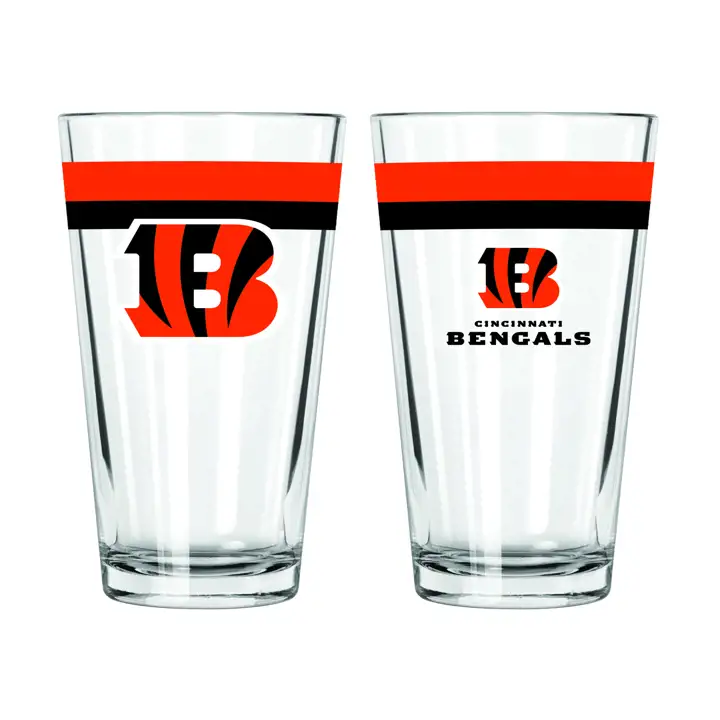 Verre à pinte à double bande de 16 oz des Cincinnati Bengals