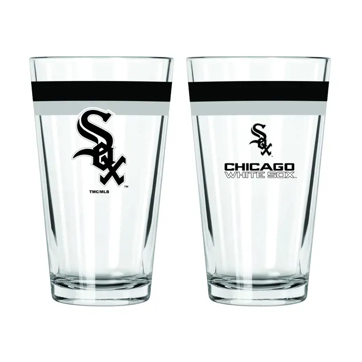 Verre à pinte à double bande de 16 oz des Chicago White Sox