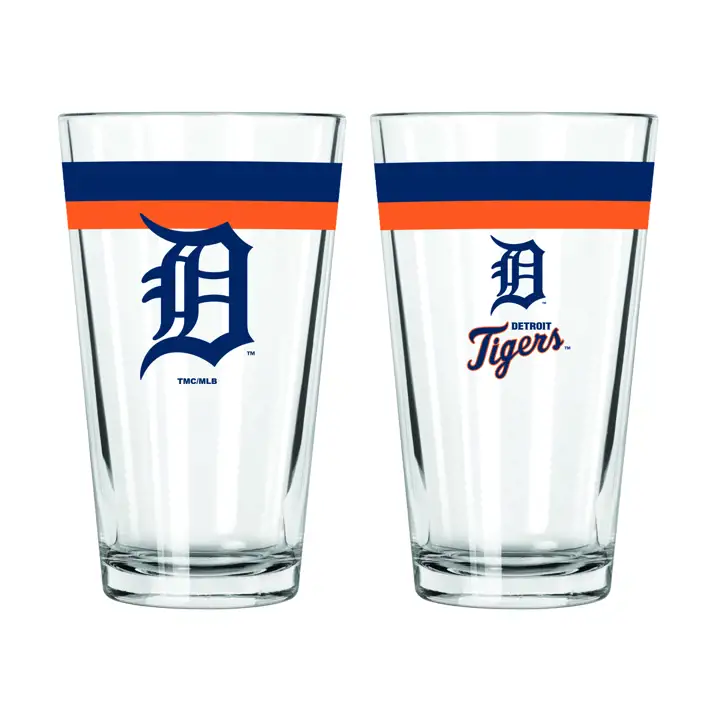 Verre à pinte à double bande de 473 ml Detroit Tigers