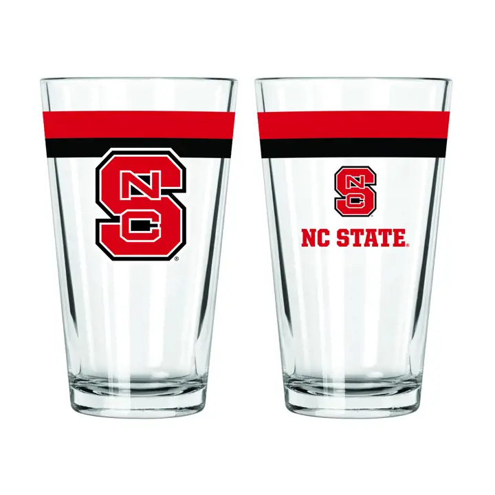 Verre à pinte à double bande de 16 oz N.C. State Wolfpack