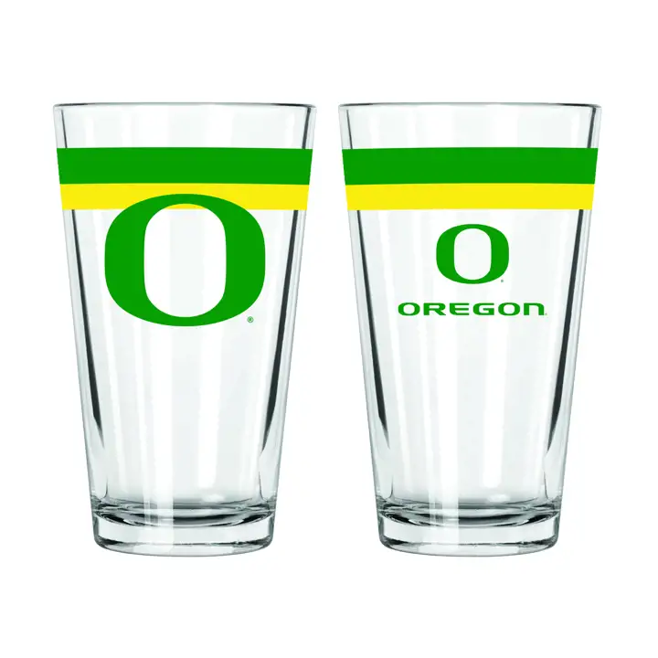 Verre à pinte à double bande Oregon Ducks de 16 oz