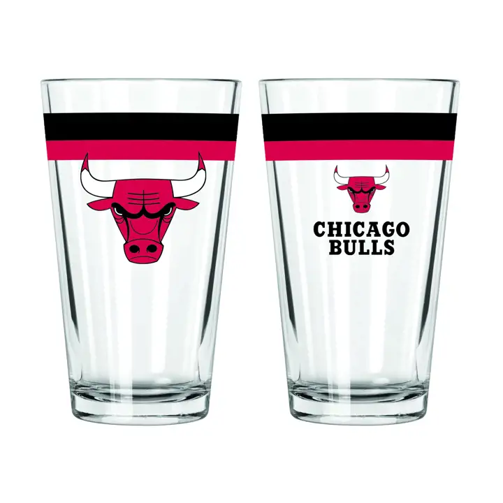 Verre à pinte à double bande de 16 oz Chicago Bulls