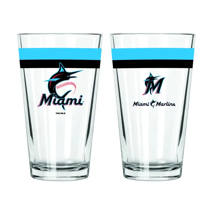 Verre à pinte Miami Marlins 16 oz à double bande ast