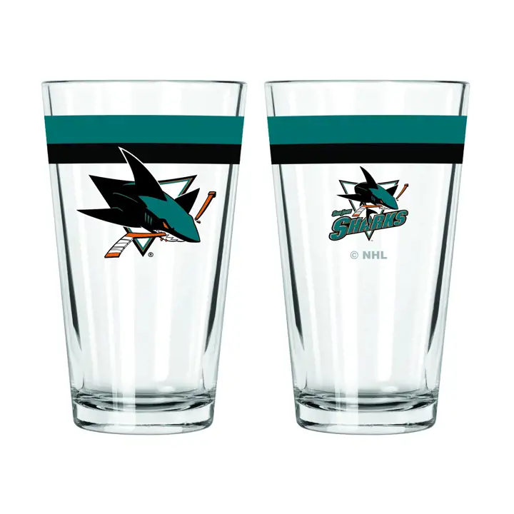 Verre à pinte à double bande de 16 oz des Sharks de San Jose