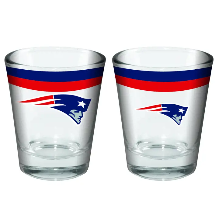 Verre à shot double bande de 2 oz New England Patriots