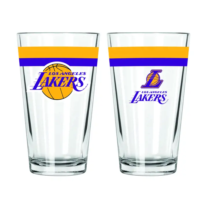 Verre à pinte à double bande de 16 oz Los Angeles Lakers