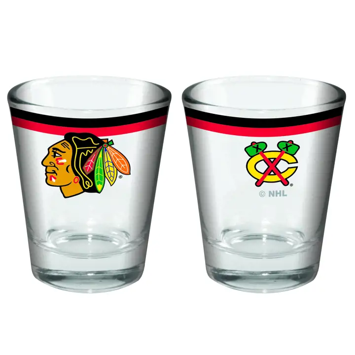 Verre à shot Chicago Blackhawks à double bande de 2 oz