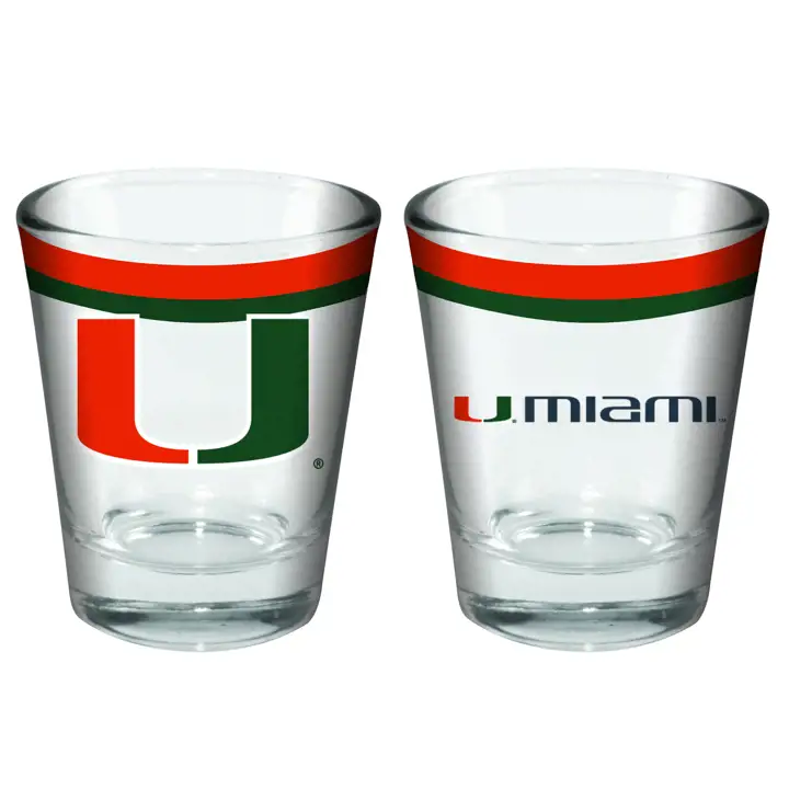 Verre à shot à double bande de 2 oz Miami Hurricanes