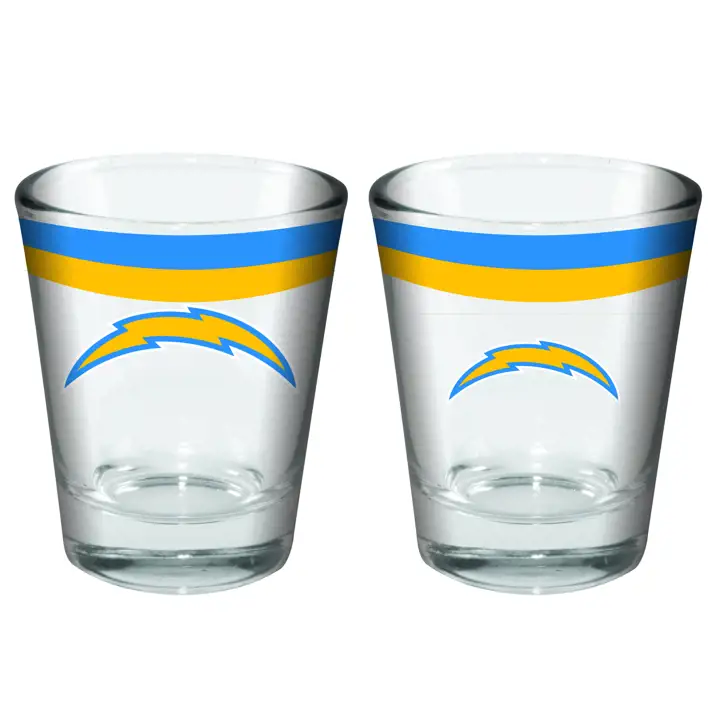 Verre à shot double bande de 2 oz des Chargers de Los Angeles ast