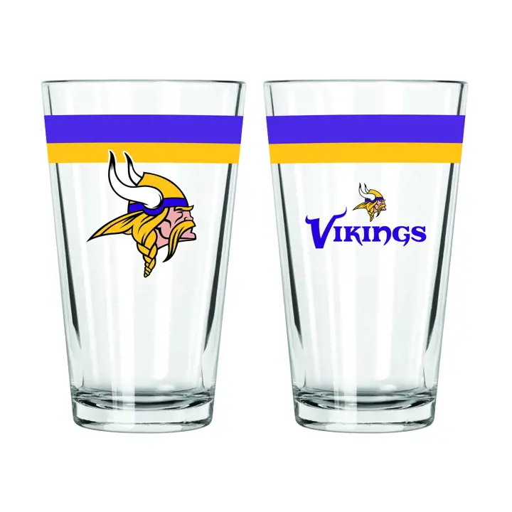Verre à pinte à double bande de 16 oz des Minnesota Vikings