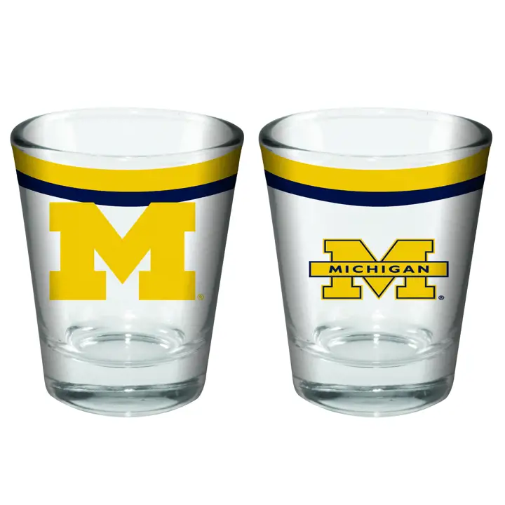 Verre à shot double bande de 2 oz Michigan Wolverines