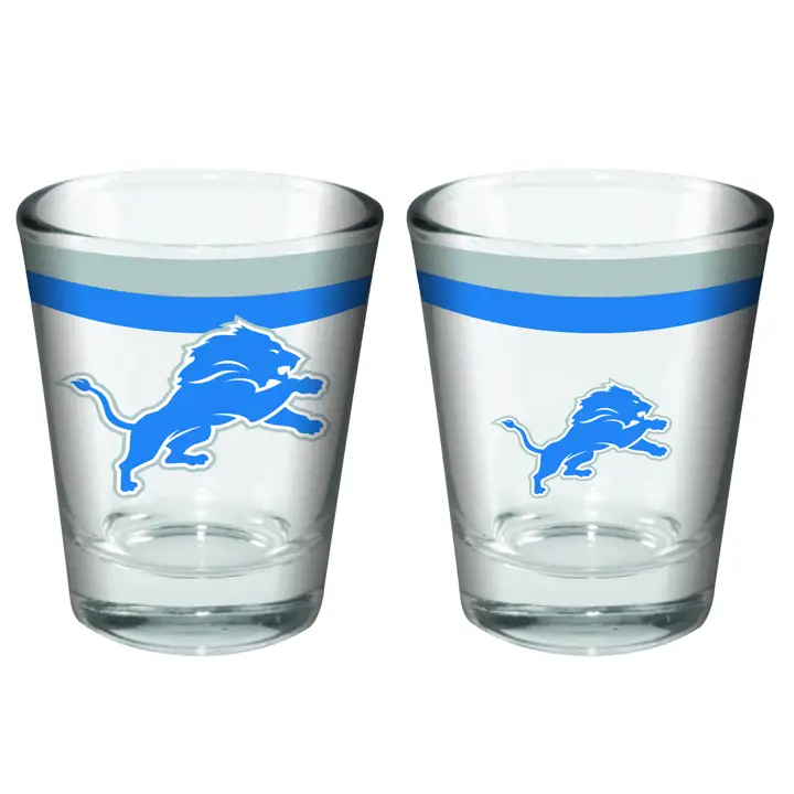 Verre à shot double bande de 2 oz Detroit Lions