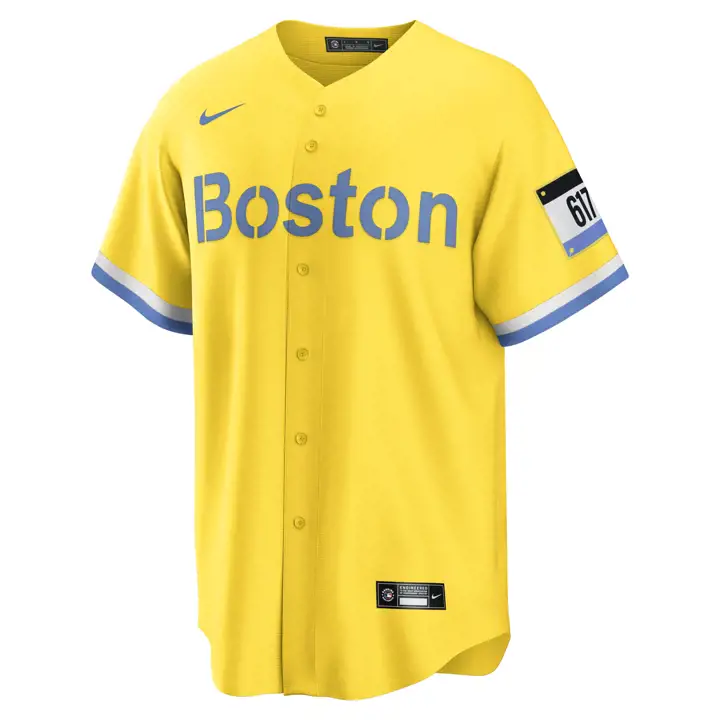 Maillot Réplique Nike City Connect des Red Sox MLB BLEU/JAU