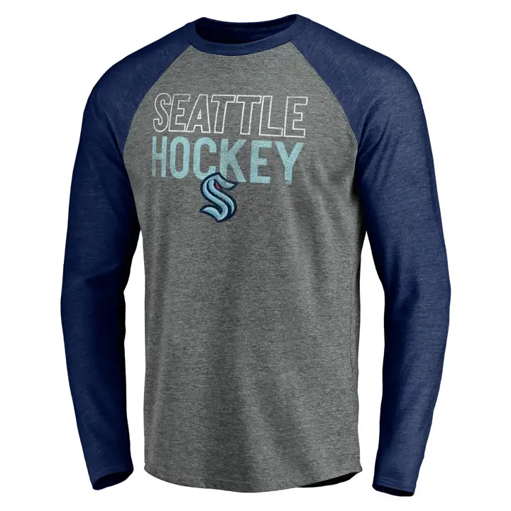 Seattle Kraken LNH Flanelle effet vintage molletonnée en mélange tri-matière avec manches raglan marine/