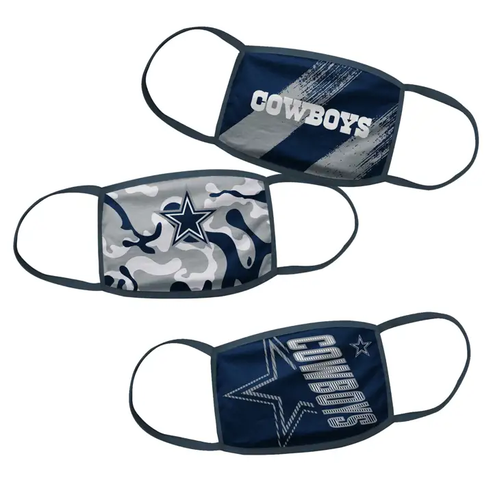 Masques de protection Dallas Cowboys Gametime 3 pièces assortis