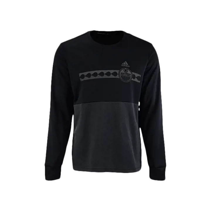 Chandail ras du cou réfléchissant Adidas Oilers d'Edmonton LNH N/B/G
