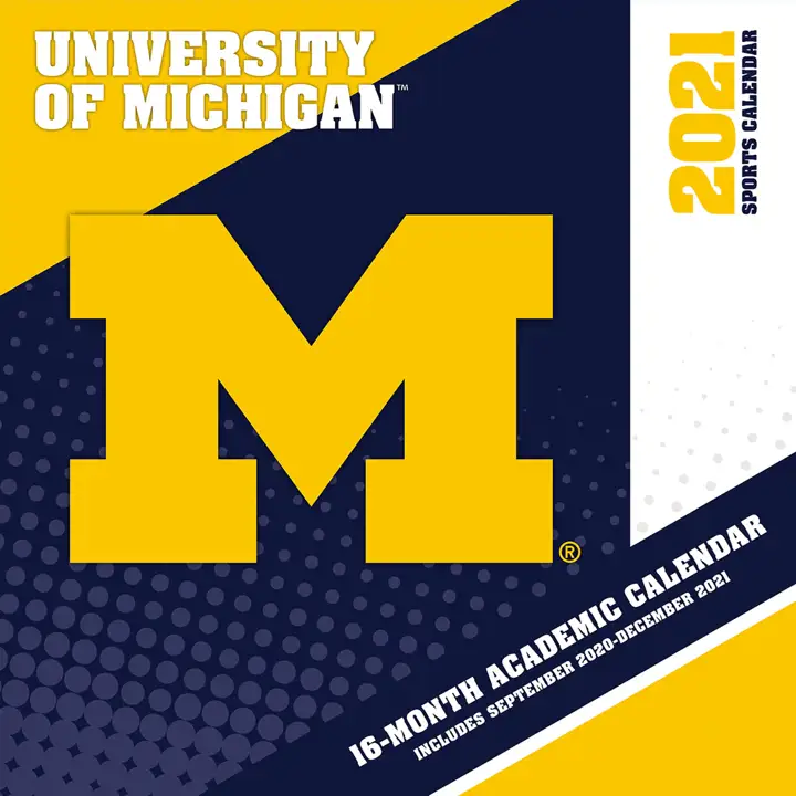 Calendrier mural Michigan Wolverines 2021 30x30 cm AST