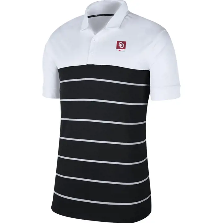Polo rayé Oklahoma NCAA 20 blanc/cramoisi