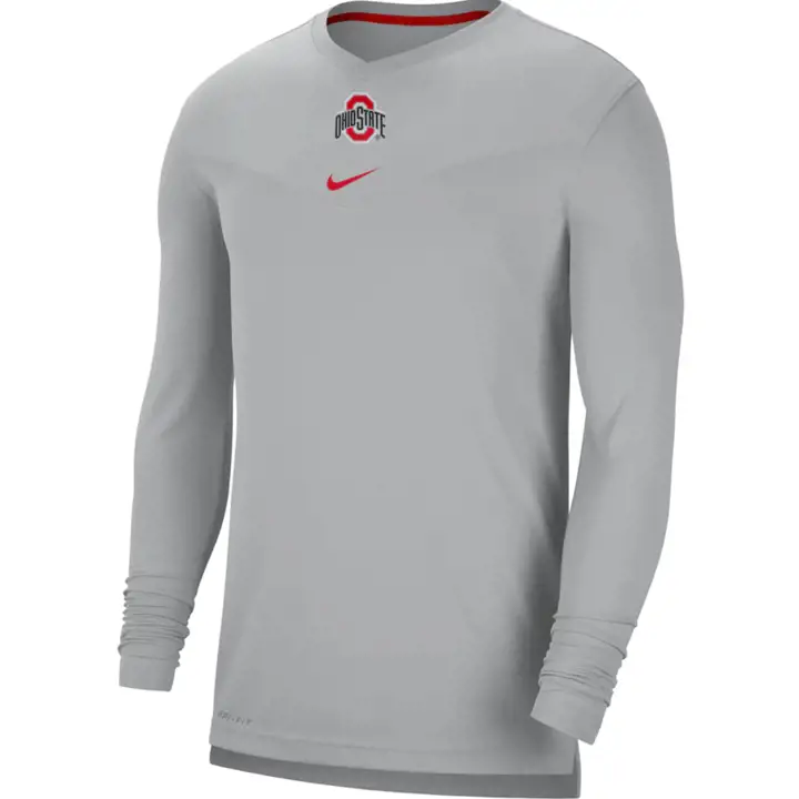 Haut d'entraîneur Buckeyes de l'Ohio State NCAA, manches longues, 21, argent/rouge